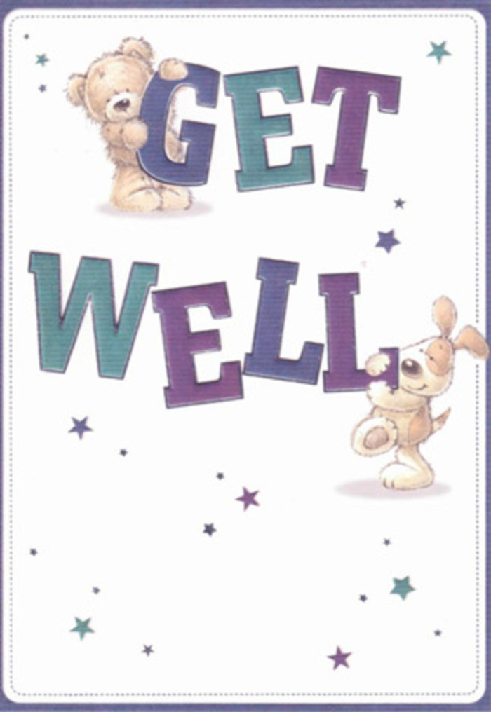 Brimming with nurturing intent, this get well card shines with a simple, emotive joy-anchored by the friendly illustrations of a soft brown bear and an eager puppy exchanging well wishes that seem to ripple outward like laughter in Raynes Park's village cafés. Swirls of starburst shapes sprinkle the scene, echoing the little wonders found on a walk through Holland Gardens in springtime. The oversized type, shaded in lively aquas and regal purples, brings a sense of confidence and hope, while a sense of touch comes through in the fluff of the bear and the puppy's softly brushed fur. The white background, clean and unwavering, adds to the sense of freshness and new beginnings-just what's needed when spirits require lifting. Every design detail is reminiscent of an artisan bouquet assembled by the hands of Raynes Park Florist-methodical, personal, and imbued with community care. The arrangement captures that delicate balance of lightness and reassurance, much like a well-composed bunch of tulips or daisies prepared for easy delivery close to Raynes Park station. The sentiment here is unmistakable: heartfelt care, innocence, and optimism woven seamlessly together, poised to brighten any day and carry the restorative spirit of this neighbourhood directly to a loved one's door.